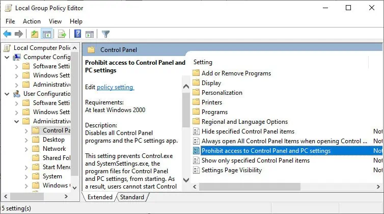 11 Ways To Open Settings App In Windows 18 Prohibit-access-to-Control-Panel-and-PC-Settings