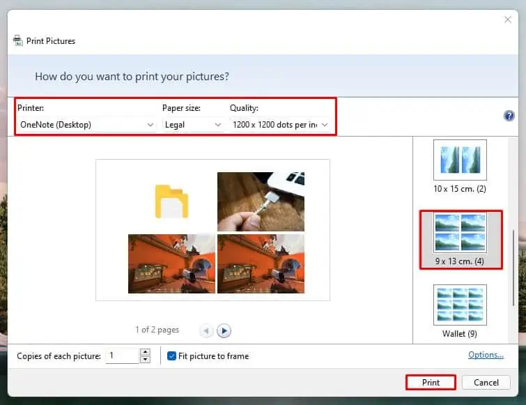 How To Print Multiple Pictures On One Page 9 Settings