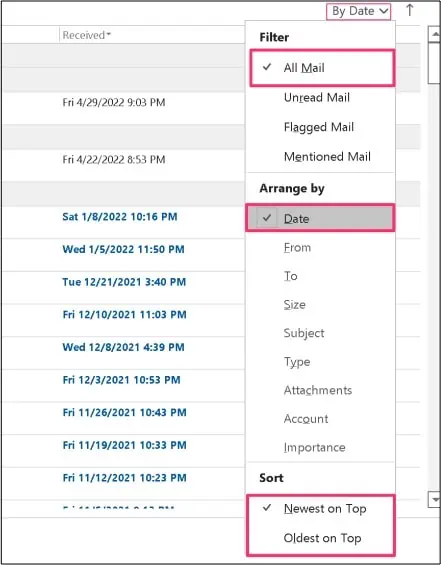 Sort-Date-in-Microsoft-Outlook-