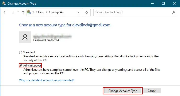 How to Add a User to the Administrator Group 22 administrator-from-control-panel