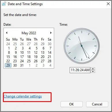 How to Show Clock on All Monitors on Windows 11 19 change-calendar-setting-option
