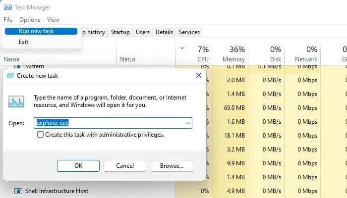 11 Ways On How To Fix Windows 11 Black Screen Issue 10 create-new-task-explorer