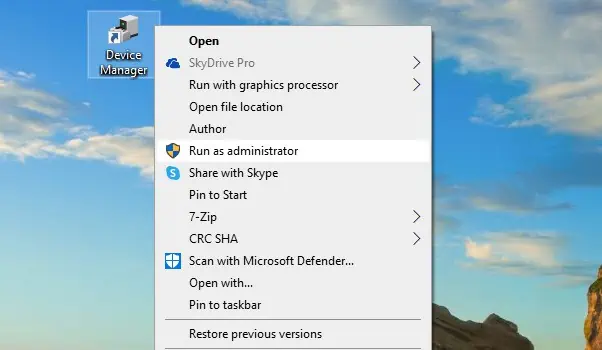 device-manager-shortcut-run-as-admin