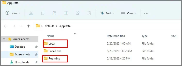 How to Remove Chat From Taskbar on Windows 11 14 local-roaming-app-data-section