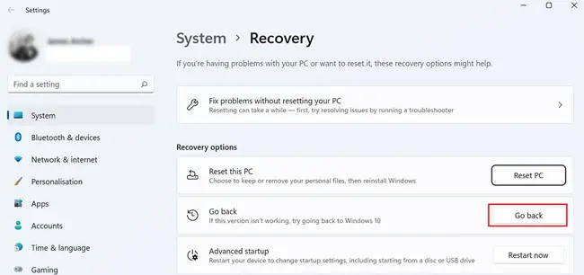 How To Remove or Uninstall Windows 11 1 recovery-options-go-back
