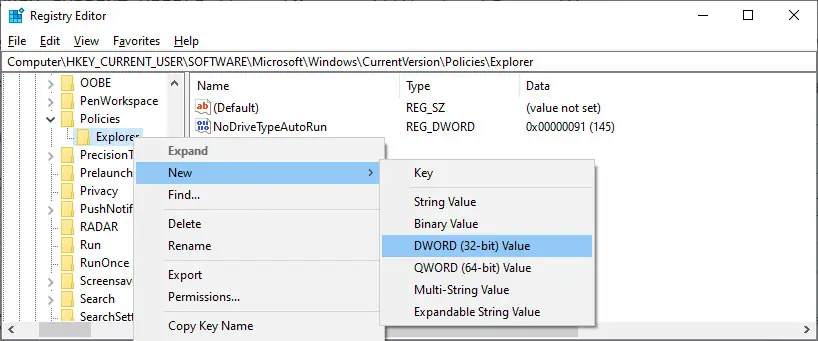 11 Ways To Open Settings App In Windows 17 registry-explorer-new-dword