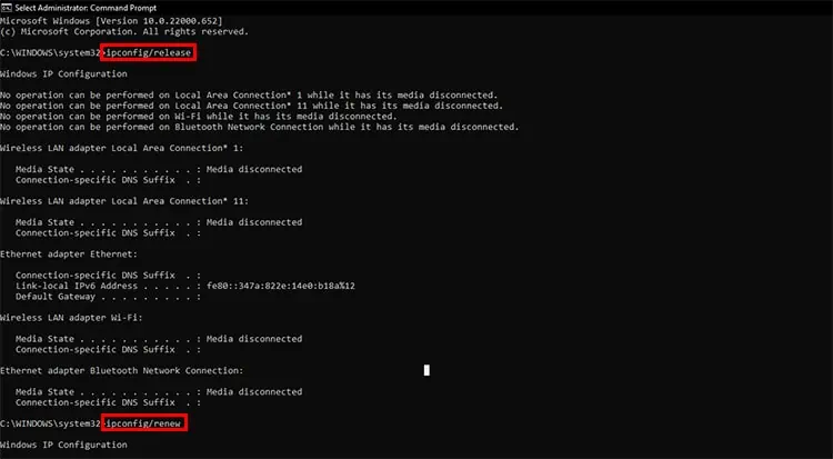 How to Fix “Your Connection Was Interrupted a Network Change Was Detected” 6 release-and-renew-dns