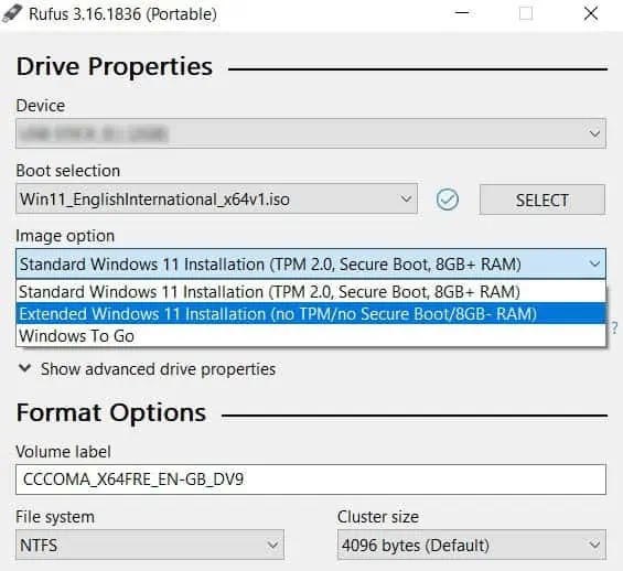 How To Install Windows 11 From USB 5 rufus-select-image-options
