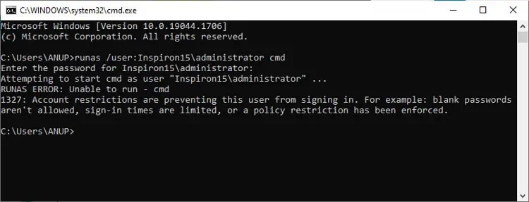runas-error-1327
