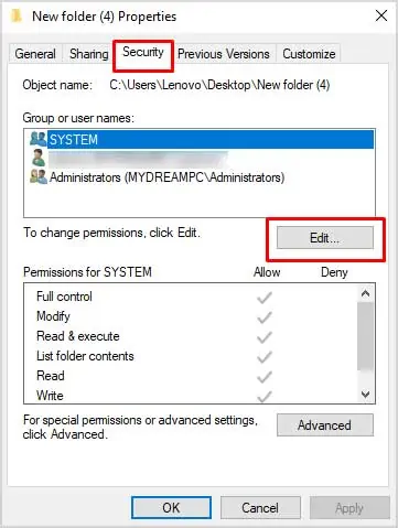 Windows Backup Not Working? Try These Fixes 2 security-tab-edit