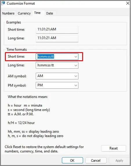 How to Show Clock on All Monitors on Windows 11 21 short-time-format-in-date-and-time-settings-