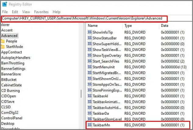 How to Remove Chat From Taskbar on Windows 11 11 taskbar-mn-disable-from-registry