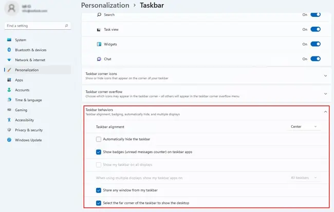 Taskbar Not Working On Windows 11? Here’s How To Fix It 2 taskbar-settings-3