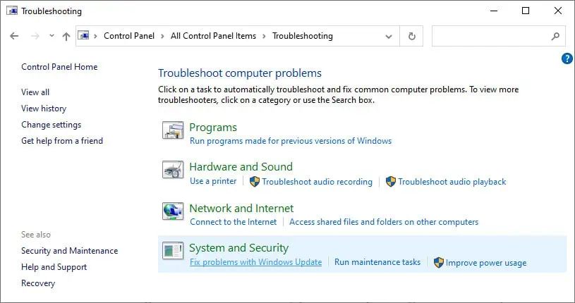 11 Ways To Open Settings App In Windows 19 update-troubleshooter