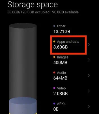 Fix: Android Storage Space Running Out But It's Not 25 Click-on-Apps-and-data