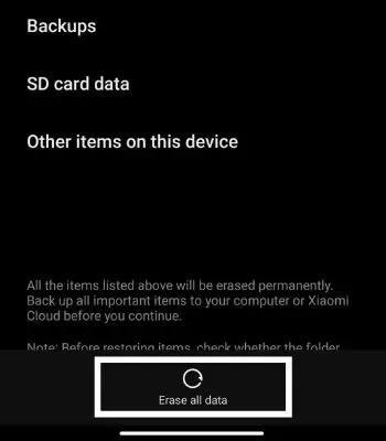 Fix: Android Storage Space Running Out But It's Not 44 Click-on-Erase-all-data