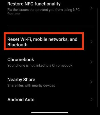 How to Fix YouTube Error 400 on Phone and Browser 44 Scroll-down-and-Tap-on-Reset-Wi-Fi-Mobile-Networks-and-Bluetooth