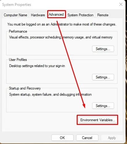 Windows Troubleshooter Not Working? Try These Fixes 20 SystemPropertiesEnvironmentalVariables