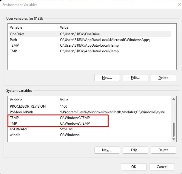 Windows Troubleshooter Not Working? Try These Fixes 21 SystemPropertiesEnvironmentalVariablesSystemVariables