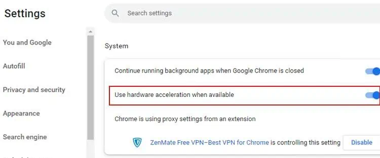11 Ways to Fix Full Screen Not Working on Chrome 12 Use-hardware-acceleration-1-e1656572100124