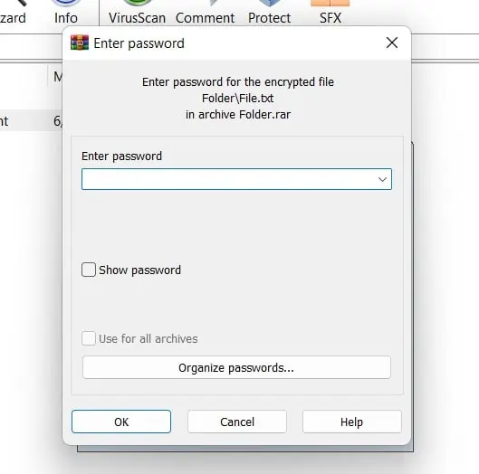 How to Password Protect a Folder in Windows 11 22 WinRAREnterPasswordForEncryptedFile