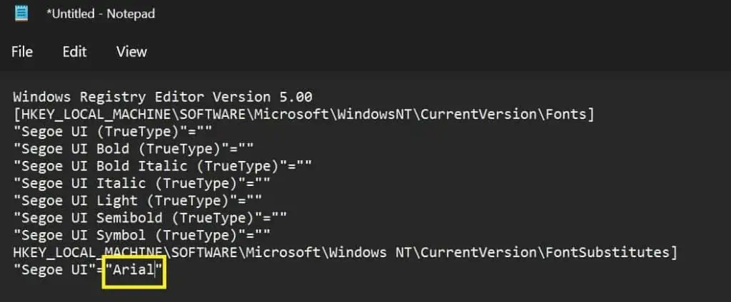 How Do You Change Font in Windows 11? 9 change-name-font-notepad-1024x424