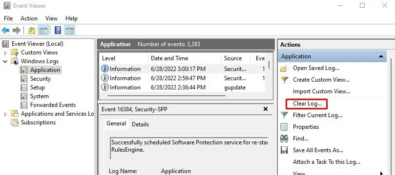 clear-log-event-viewer