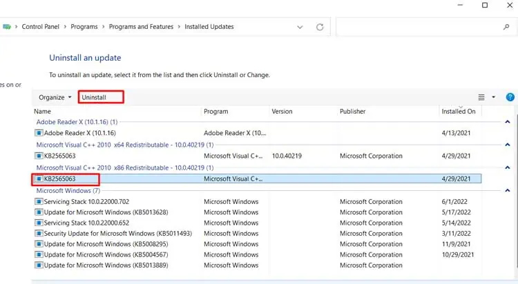 How to Fix Blue Screen of Death (BSOD) on Windows 11 47 click-uninstall-updates
