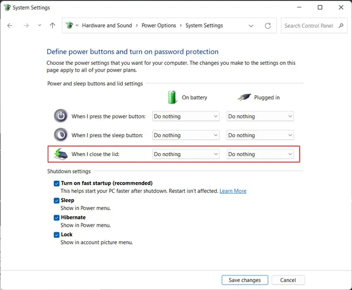 How To Keep Laptop On When its Lid is Closed on Windows 11 4 close-lid-power-settings