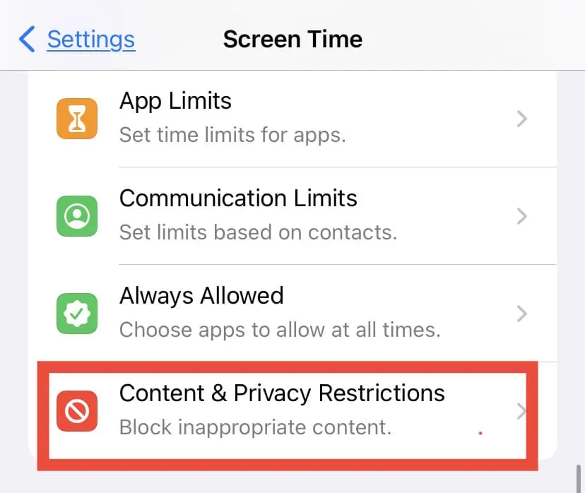 FaceTime Photos Not Working? Here’s how to fix it 7 content-and-privacy-restrictions