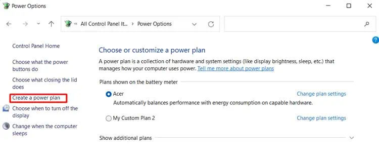 How to Fix Blue Screen of Death (BSOD) on Windows 11 50 create-a-power-plan