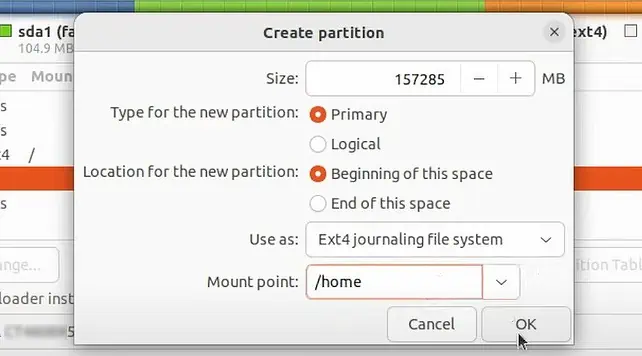 How To Dual Boot Windows 11 And Linux 12 create-home-partition