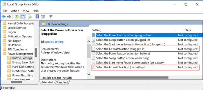 How To Keep Laptop On When its Lid is Closed on Windows 11 6 lid-switch-group-policy