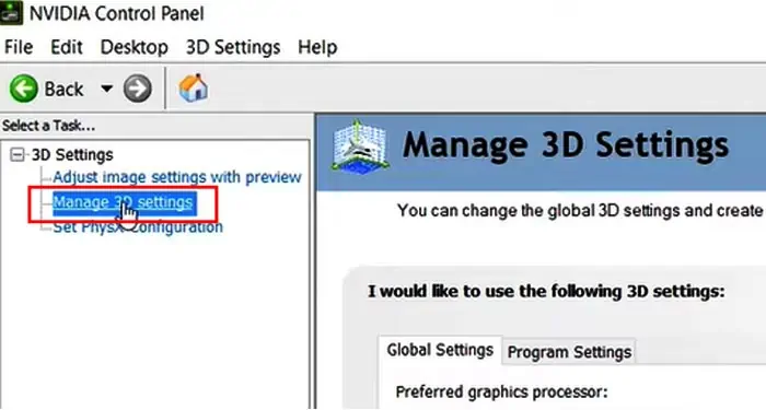 Laptop Not Using NVIDIA GPU? Try these 7 Fixes 17 manage3d-settings