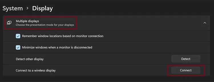 How to Connect to a Wireless Display in Windows 11 3 multiple-displays