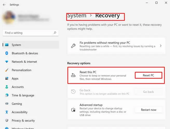 How to Fix Blue Screen of Death (BSOD) on Windows 11 70 reset-PC
