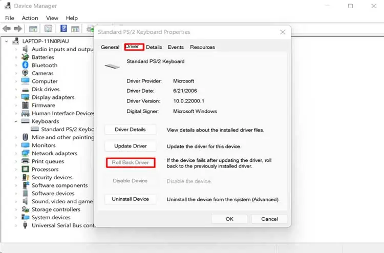 How to Fix Blue Screen of Death (BSOD) on Windows 11 42 roll-back-driver