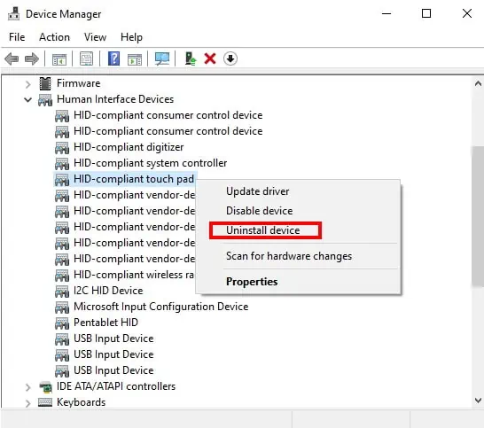 Touchpad Not Working on Laptop? Here’s How to Fix It 11 HID-compliant-touchpad-Uninstall