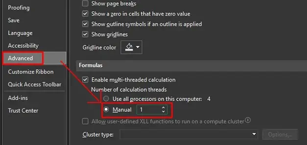 Fix: “Excel Ran Out of Resources While Attempting to Calculate” Error 6 MS-Excel-Change-Processor-Count