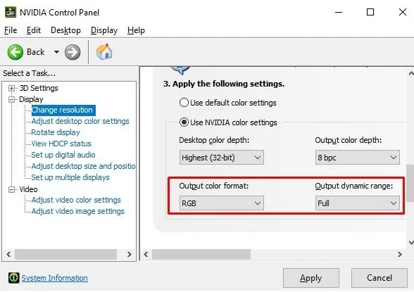 Monitor Looks Washed Out or Fading - Why & How to Fix It 13 Nvidia-Change-Resolution-RGB-full