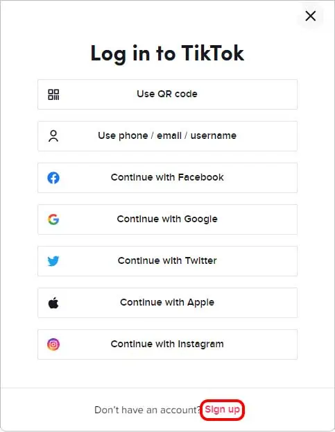 How to Search on TikTok Without an Account? 22 TIkTok-Signup-Button