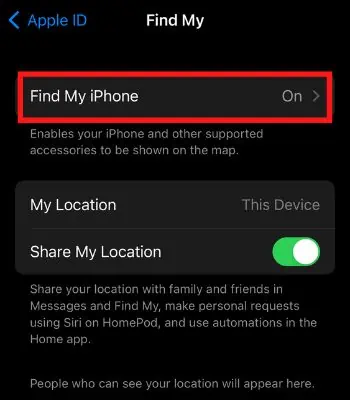 Toggle-on-Find-My-iPhone