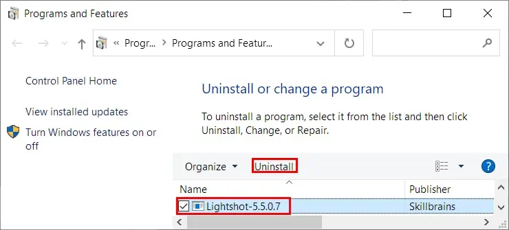 Lightshot Not Working - Why & How to Fix it 13 Uninstall-lightshot-windows-1