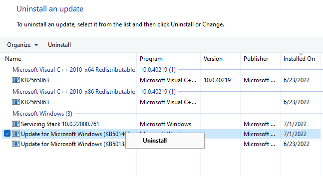 UninstallWindowsUpdate