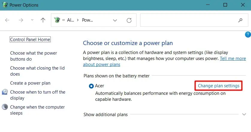 Fix: Laptop Screen Turned Black, But is Still Running 25 change-plan-settings-3