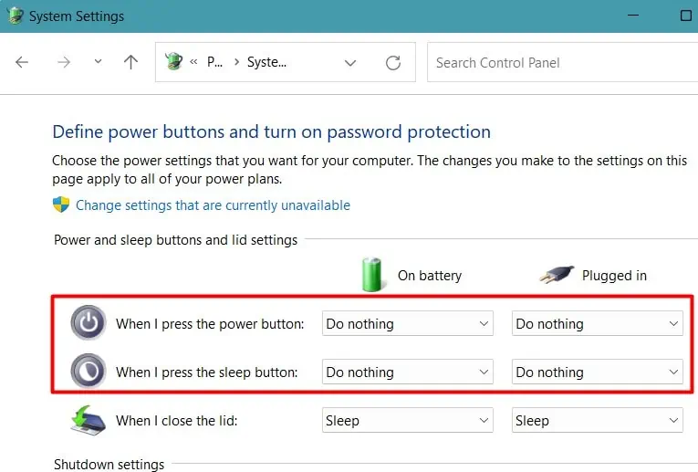 Fix: Laptop Screen Turned Black, But is Still Running 28 change-power-button-to-do-nothing