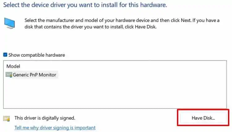 How to Install the Monitor Driver Manually 7 choose-have-disk