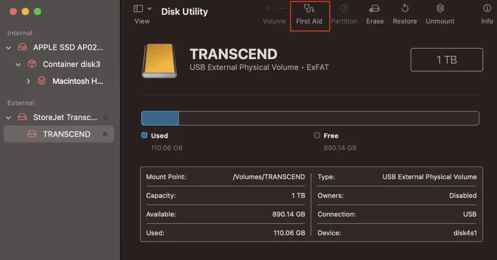 Command R Not Working on Mac? 6 Ways to Fix it 14 disk-utility-first-aid-1024x536