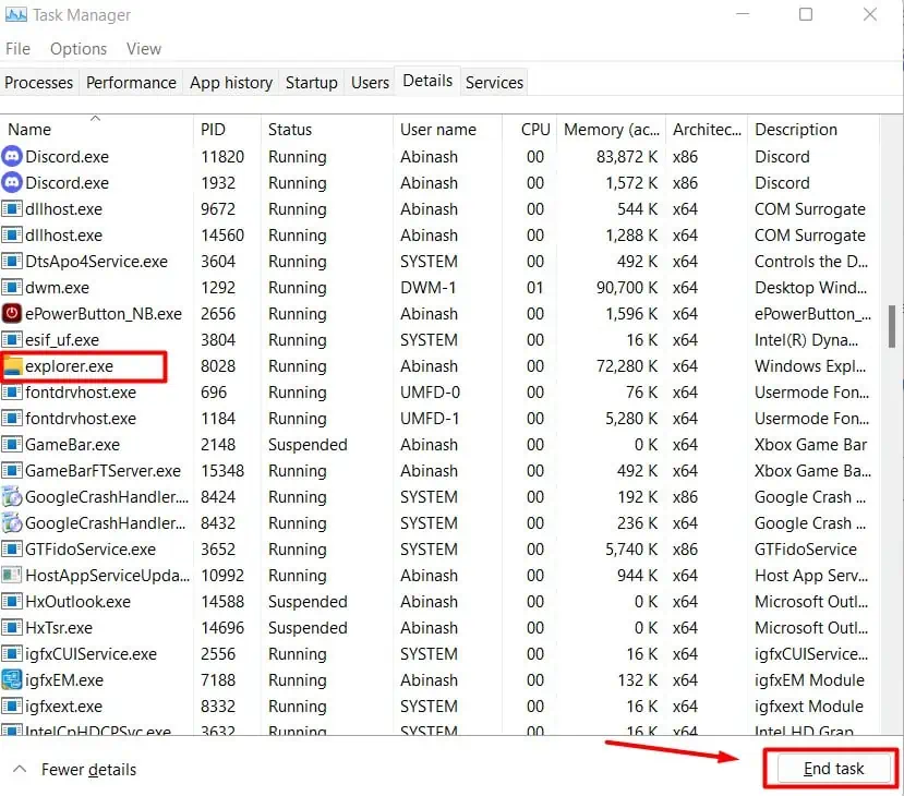 Fix: Laptop Screen Turned Black, But is Still Running 29 end-explorer-task