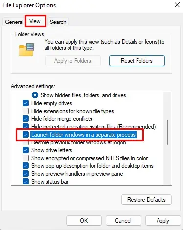 Why is My Windows Explorer Slow? 14 Ways to Fix it 24 launch-folder-windows-in-a-separate-process